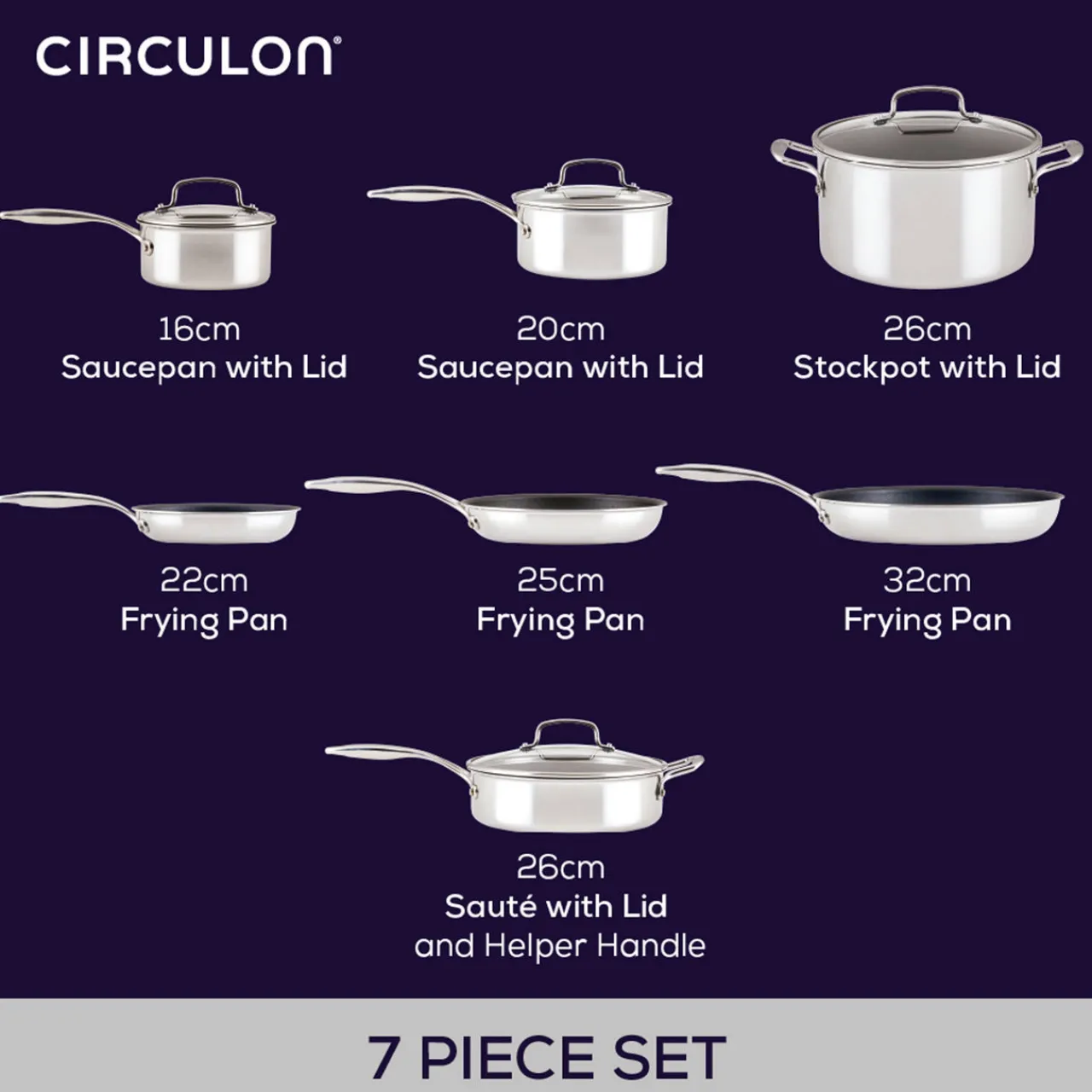 Online CIRCULON Scratch Defense Stainless Steel Seven-Piece Pan Set