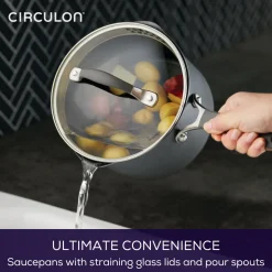 Fashion CIRCULON ScratchDefense Extreme Non-Stick Straining Saucepan & Lid 16cm