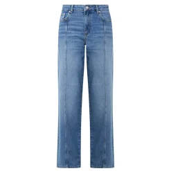 Seam Mid-Rise Straight Leg Jeans