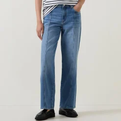 Seam Mid-Rise Straight Leg Jeans