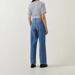 Seam Mid-Rise Straight Leg Jeans