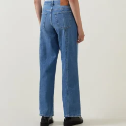 Seam Mid-Rise Straight Leg Jeans