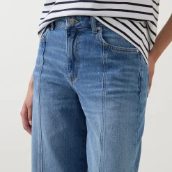 Seam Mid-Rise Straight Leg Jeans
