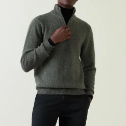 Seed Stitch Quarter-Zip Sweater