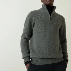 Seed Stitch Quarter-Zip Sweater