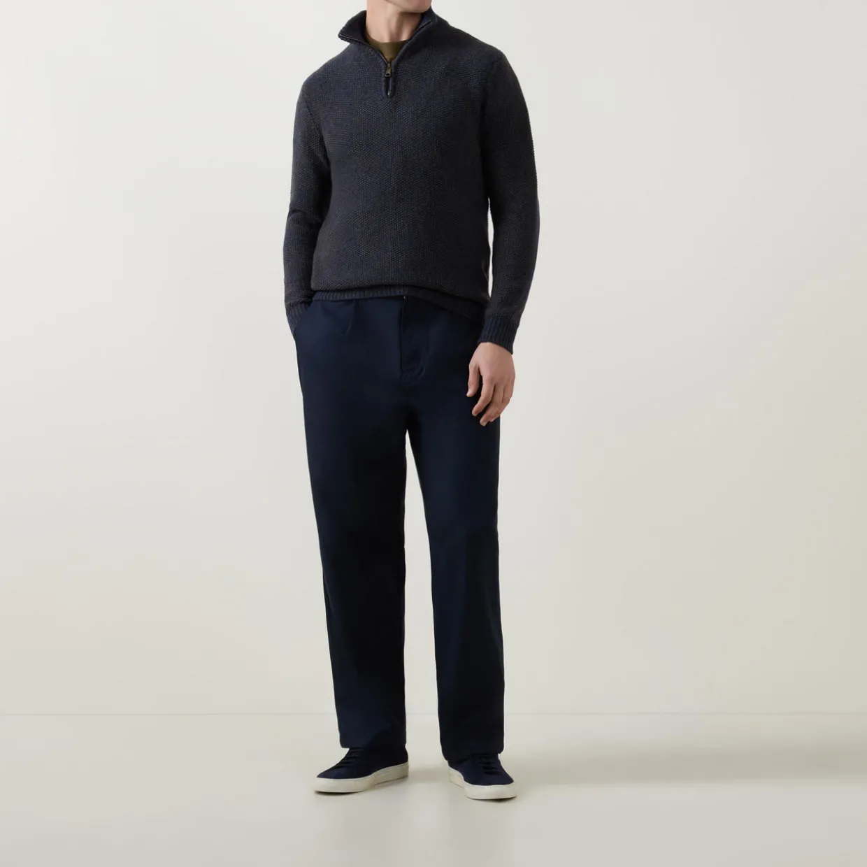 Seed-Stitch Half-Zip Sweater