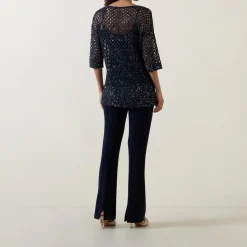 Sequin Open-Knit Sweater