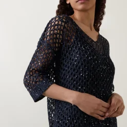 Sequin Open-Knit Sweater