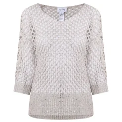 Sequin Open-Knit Sweater