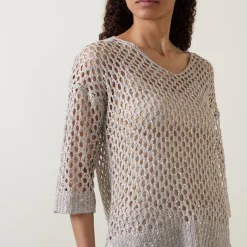 Sequin Open-Knit Sweater