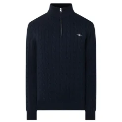 Shield Logo Half-Zip Cable Knit Sweater