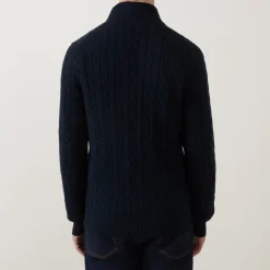 Shield Logo Half-Zip Cable Knit Sweater