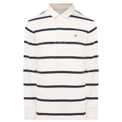 Discount GANT Shield Logo Striped Rugby Sweatshirt