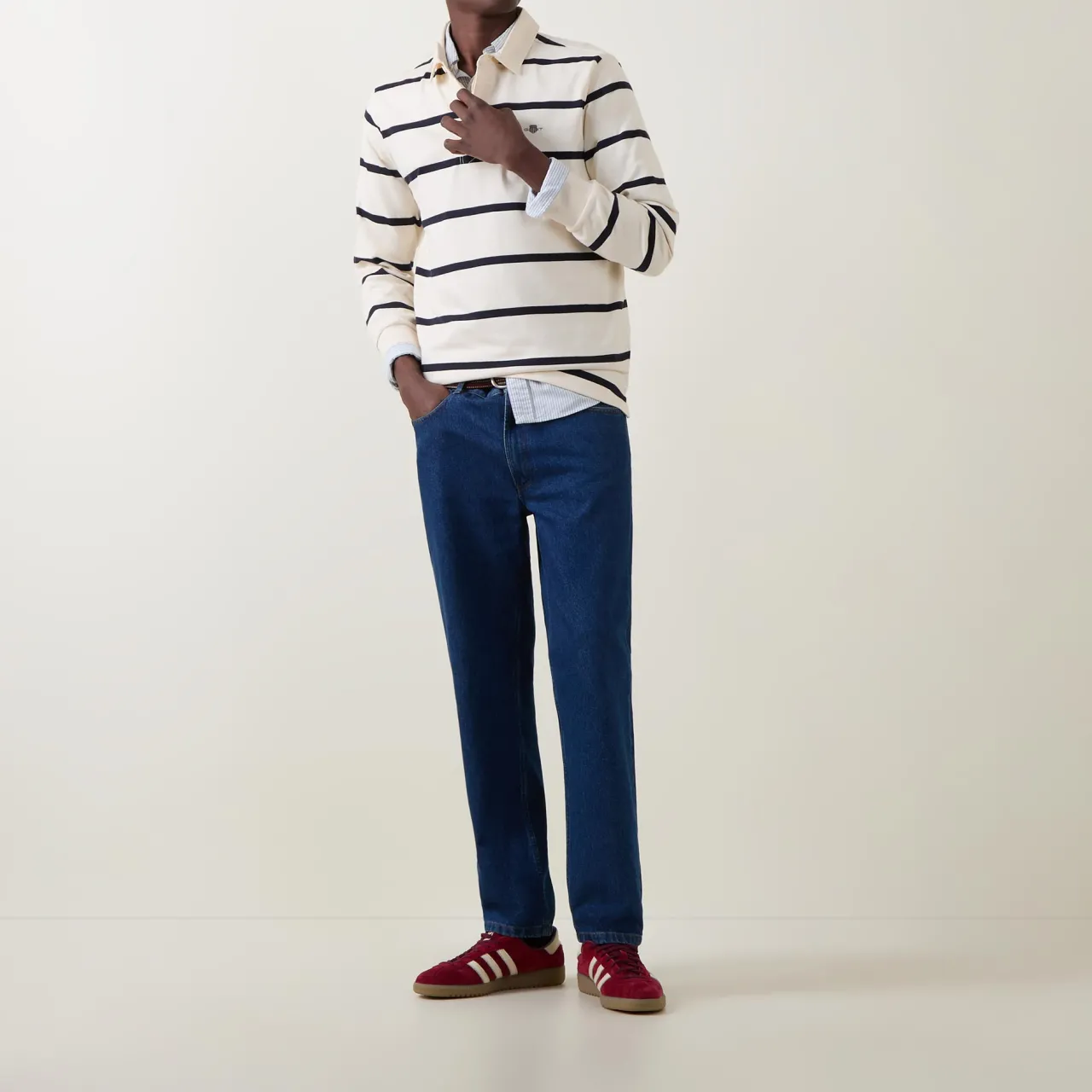 Discount GANT Shield Logo Striped Rugby Sweatshirt