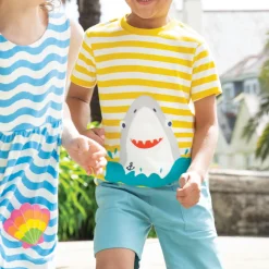 New FRUGI Sid Striped Shark Applique T-Shirt