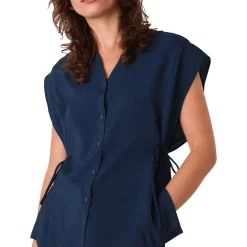 Side-Tie Button-Down Shirt