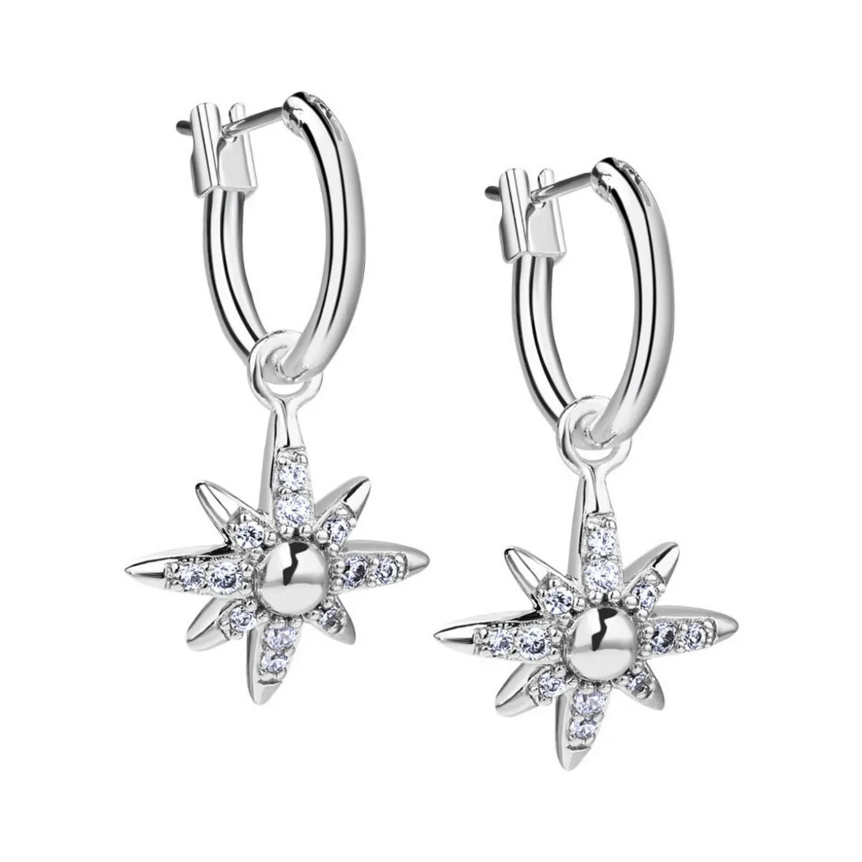 Silver Plated Crystal Embellished Star Earrings