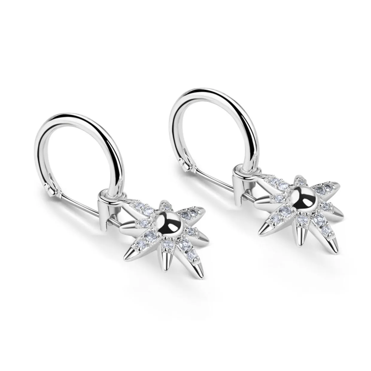 Silver Plated Crystal Embellished Star Earrings