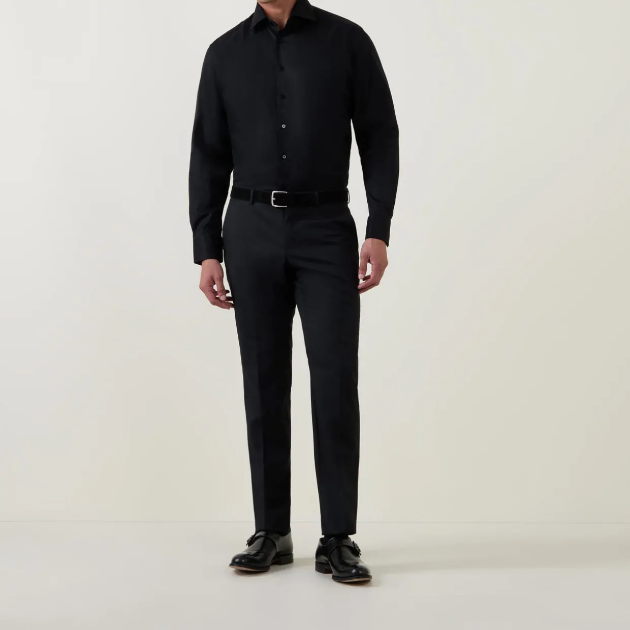 Solid-Twill Single-Cuff Formal Shirt