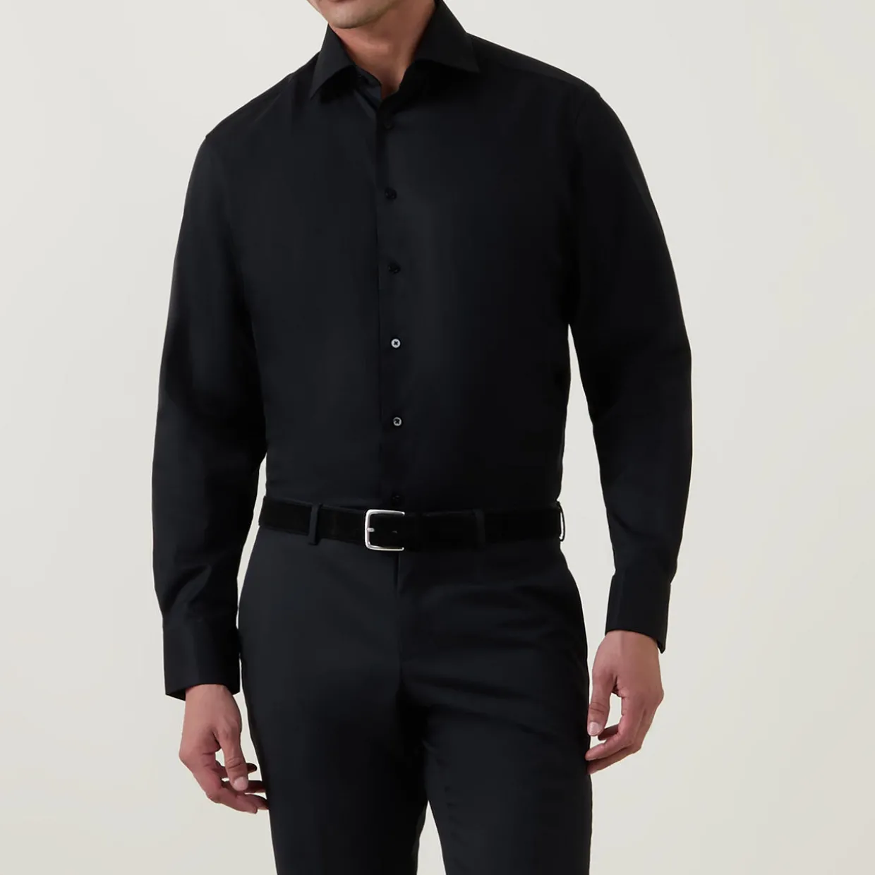 Solid-Twill Single-Cuff Formal Shirt