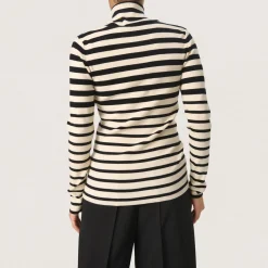 Fashion SOAKED IN LUXURY Spina Striped Turtleneck Sweater