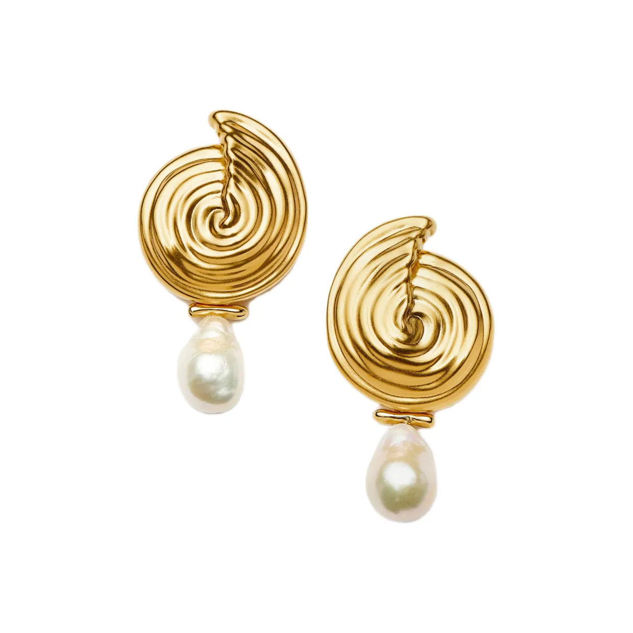 Spiral Detachable Pearl Drop Earrings
