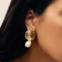 Spiral Detachable Pearl Drop Earrings