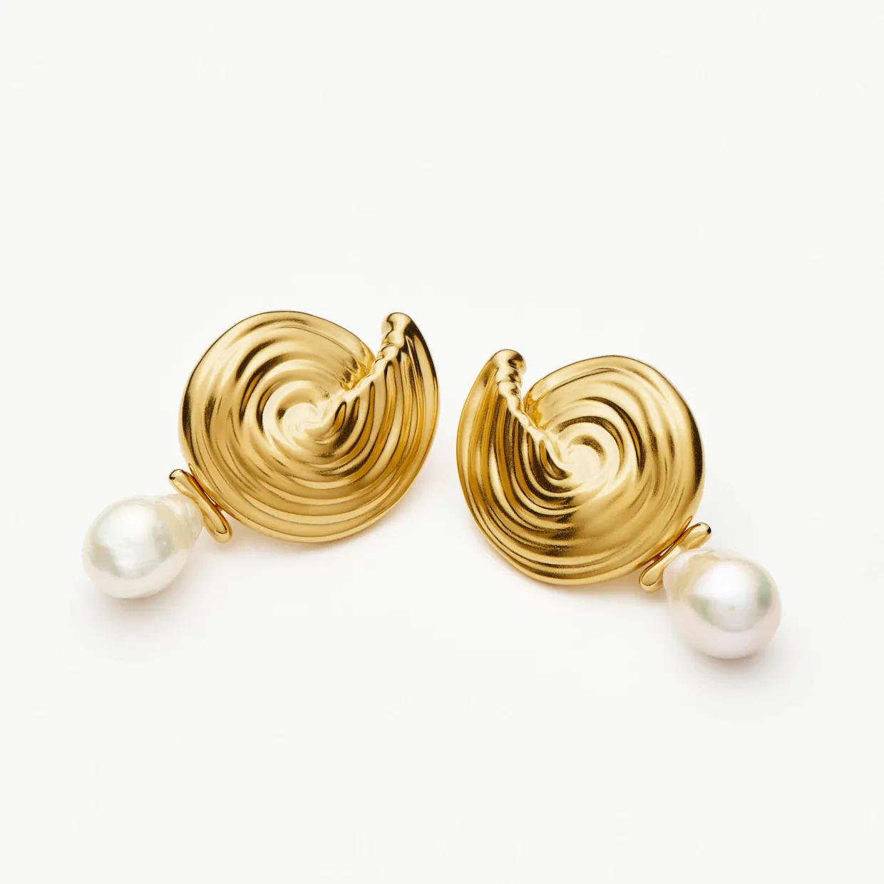 Spiral Detachable Pearl Drop Earrings