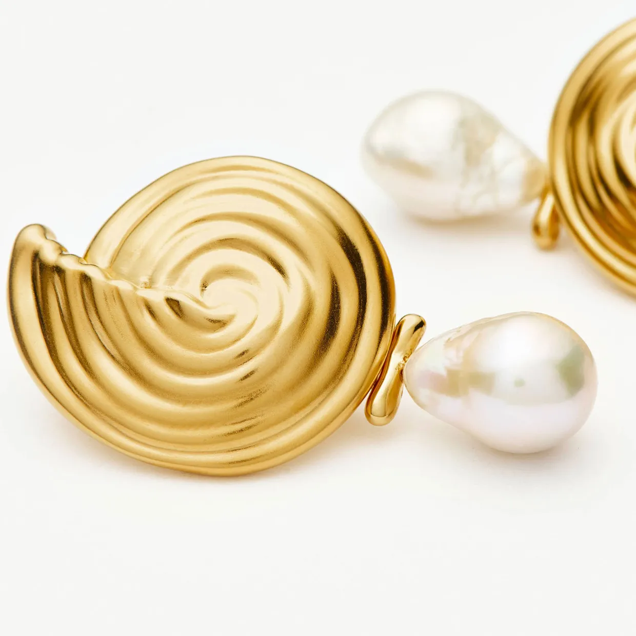 Spiral Detachable Pearl Drop Earrings