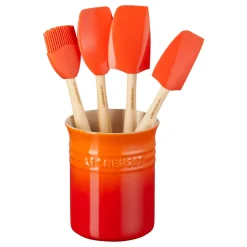 Stoneware Utensil Jar & Set of Four Craft Spatulas