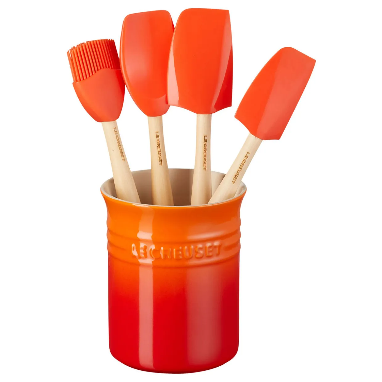 Stoneware Utensil Jar & Set of Four Craft Spatulas