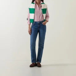 Stretch Mid-Rise Straight Leg Jeans