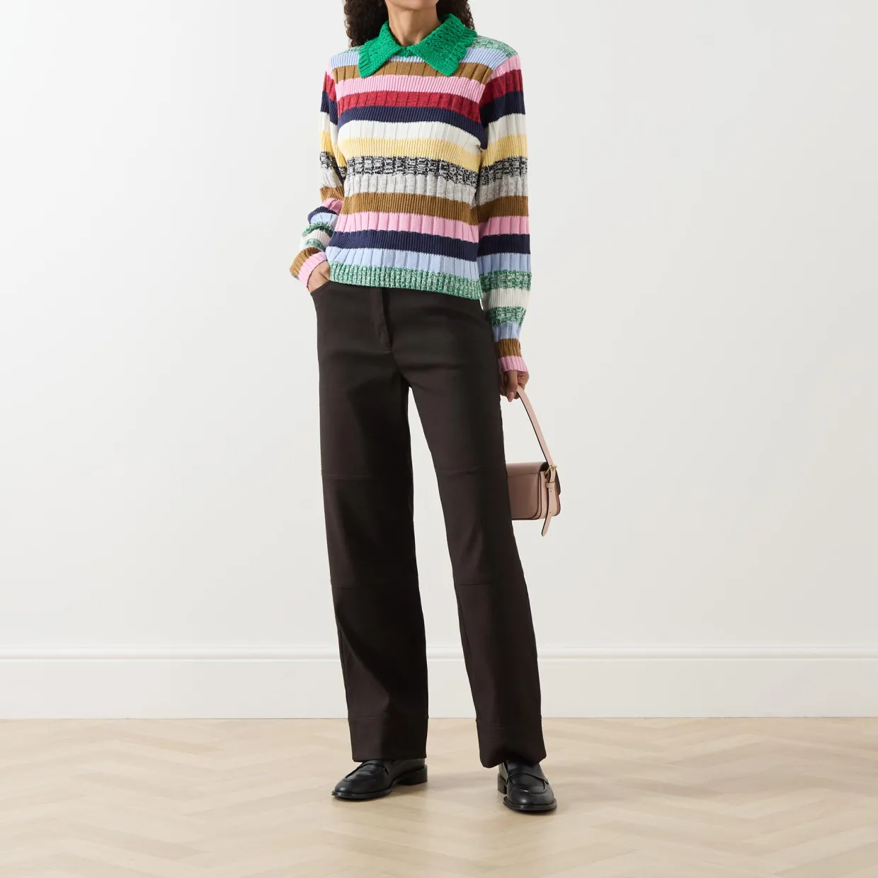 Stripe Knit Polo Shirt