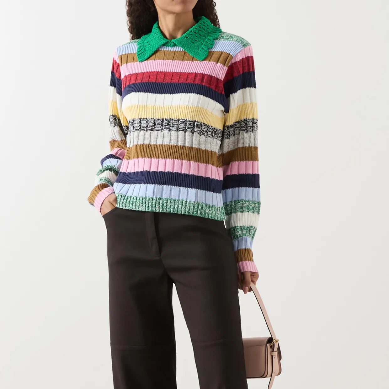 Stripe Knit Polo Shirt