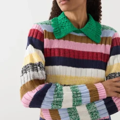 Stripe Knit Polo Shirt