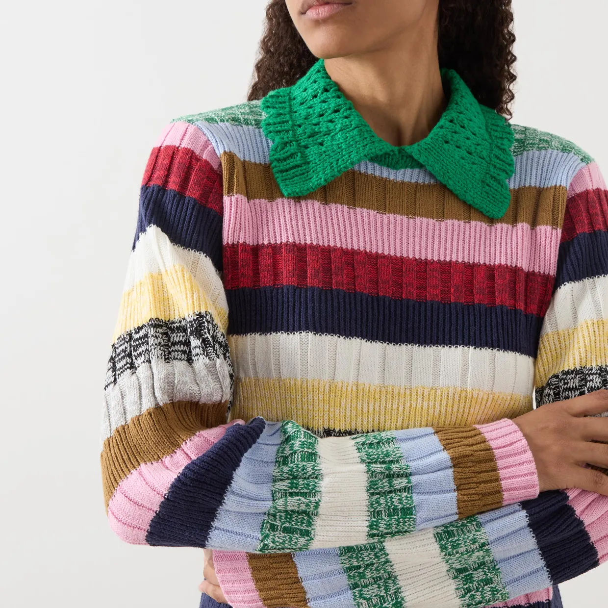 Stripe Knit Polo Shirt