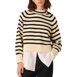 Striped Button Detail Sweater