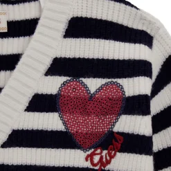 Online GUESS Striped Heart Logo Cardigan