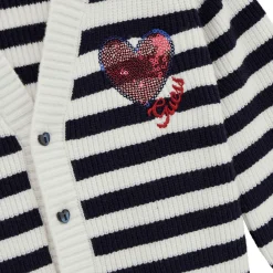 Online GUESS Striped Heart Logo Cardigan