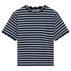Striped Scallop Trim T-Shirt