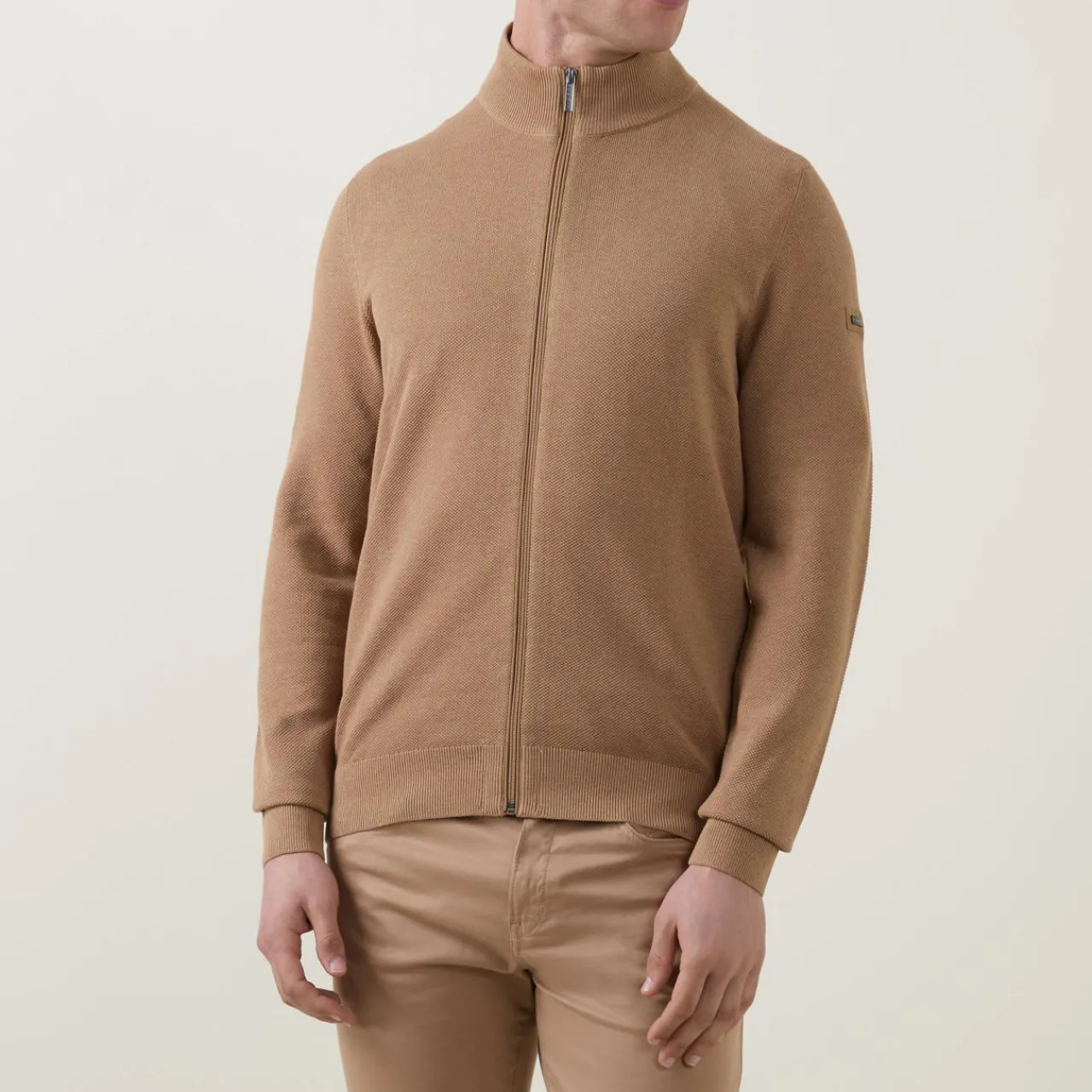 Hot BUGATTI Structure Logo Zip Sweater