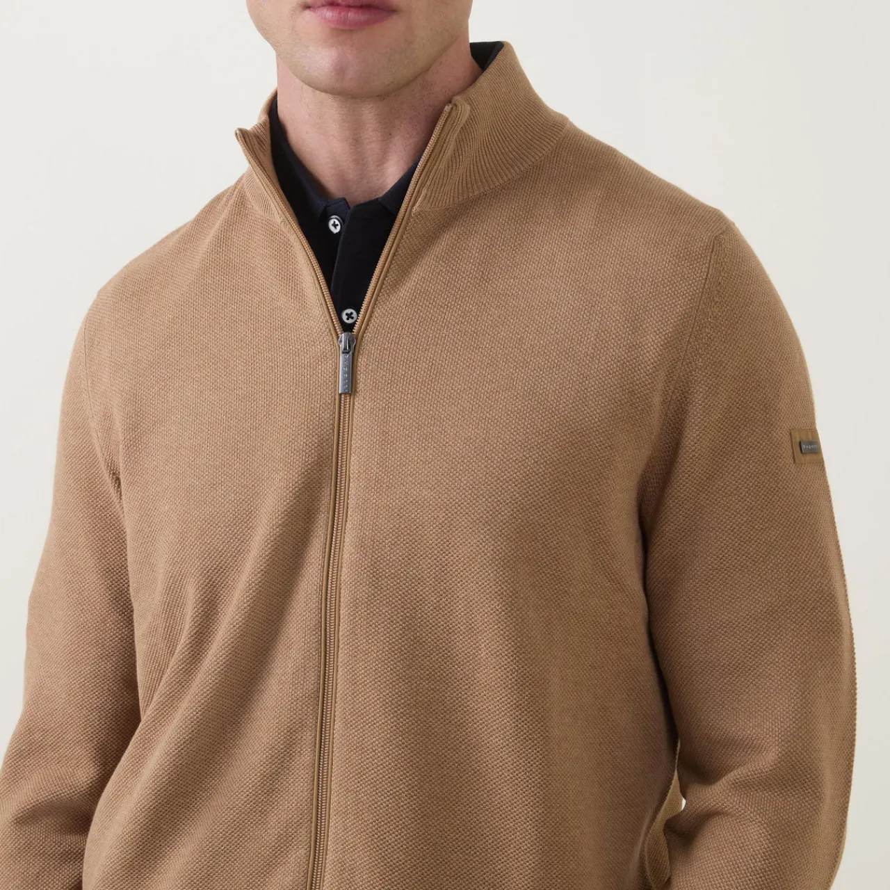 Hot BUGATTI Structure Logo Zip Sweater