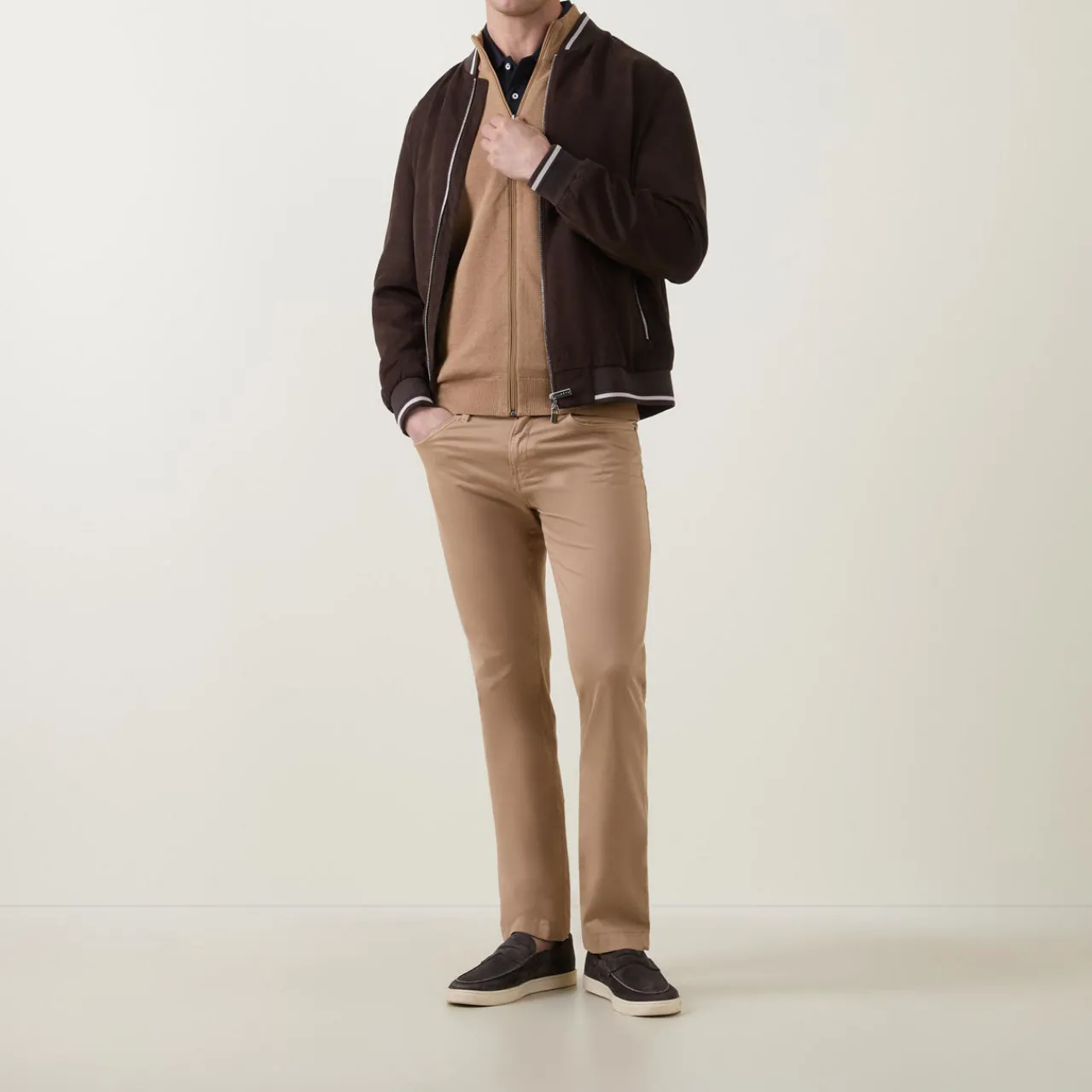 Hot BUGATTI Structure Logo Zip Sweater