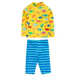 Sun Safe Striped Dinosaur Two-Piece Swim Set