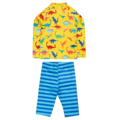 Sun Safe Striped Dinosaur Two-Piece Swim Set