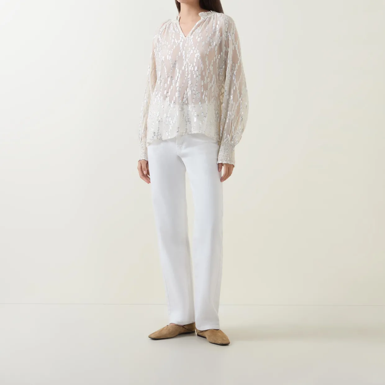 Teia Blouson-Sleeve Blouse
