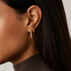 Tennis Medium Hoop Earrings