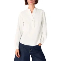 Fashion WHISTLES Textured Frill Blouse
