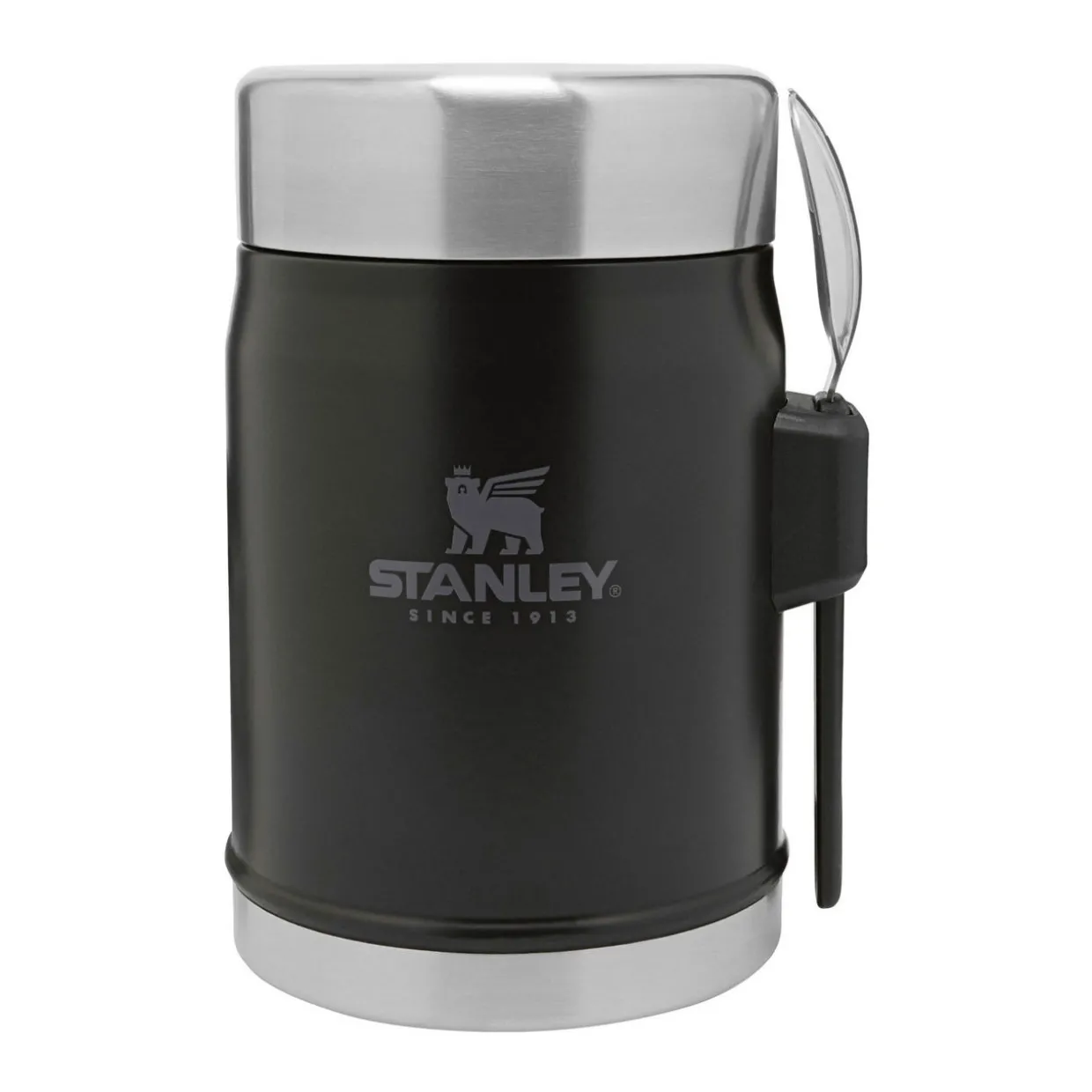 The Matte Black Pebble Classic Legendary Food Jar and Spork 0.4L