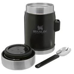 The Matte Black Pebble Classic Legendary Food Jar and Spork 0.4L